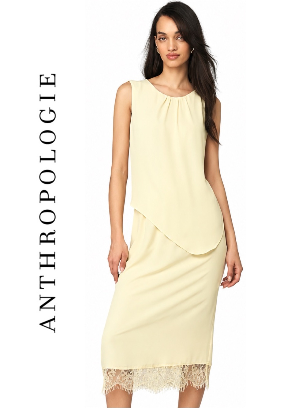 Anthropologie Exquise Sleeveless Layered Chiffon Midi Dress